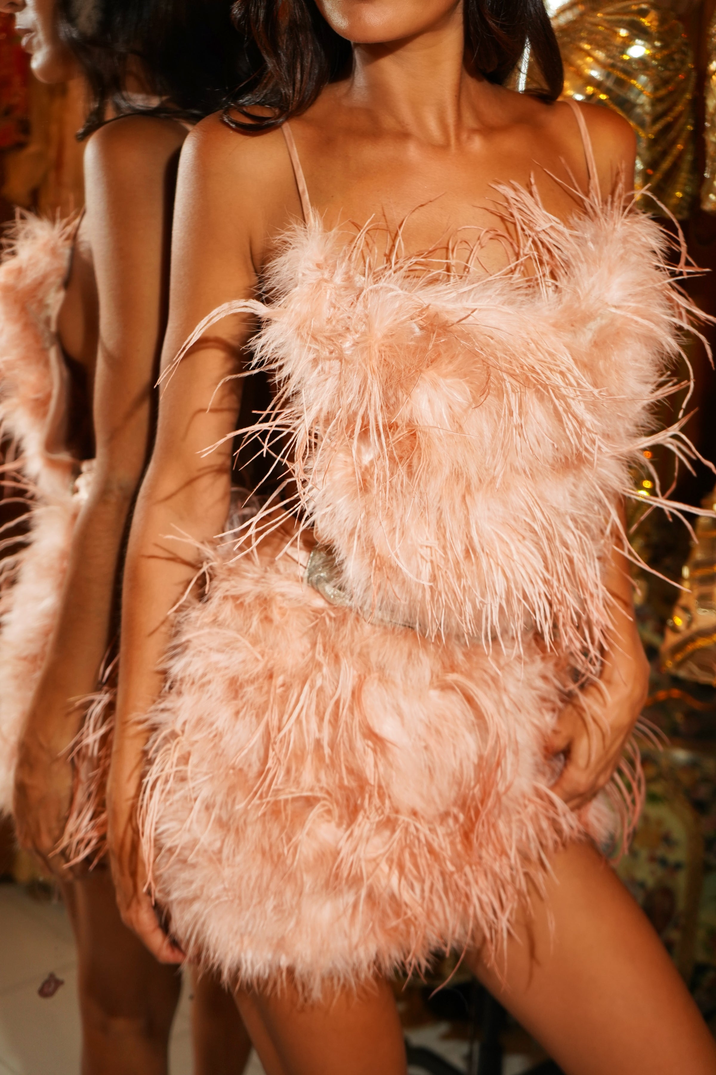 1920s Marabou and Ostrich Feather Mini Dress