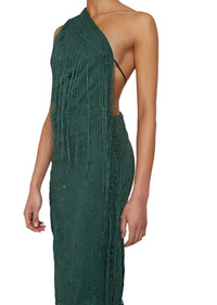 Demi-Couture Piano Shawl Gown - Emerald