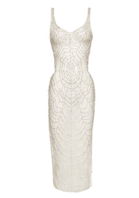 Cobweb Midi Dress - Pearl