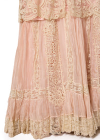 1920s Cream and Blush Intricate Lace Gown