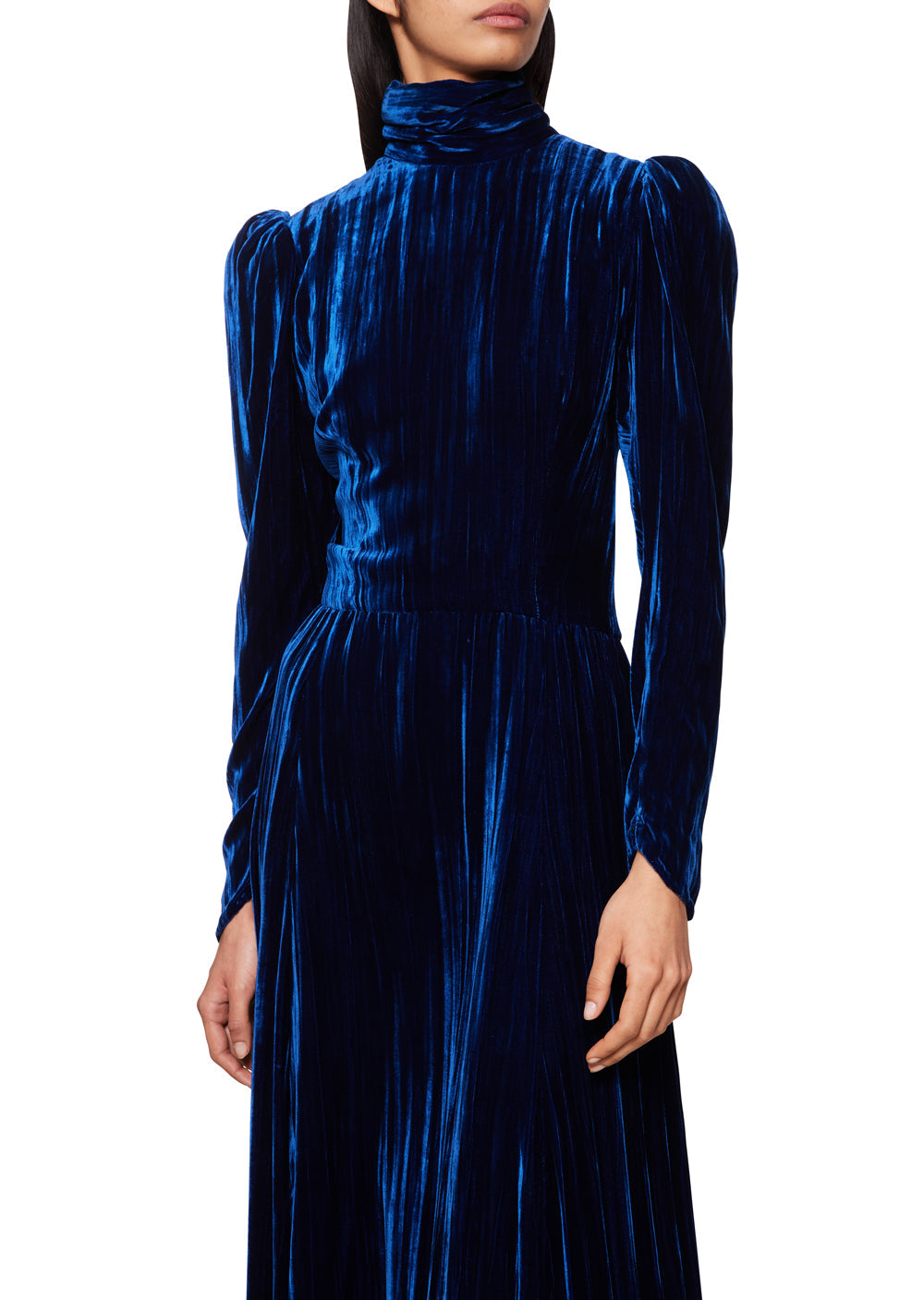 1930s Navy Crushed Velvet Dress