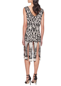 1920s Hand Beaded Swirl Patterned Fringe Dress
