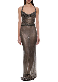 1920s Black and Silver Egyptian Gown