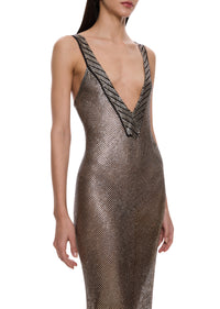 1920s Black V Neck Egyptian Gown
