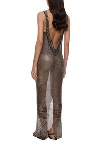 1920s Black V Neck Egyptian Gown