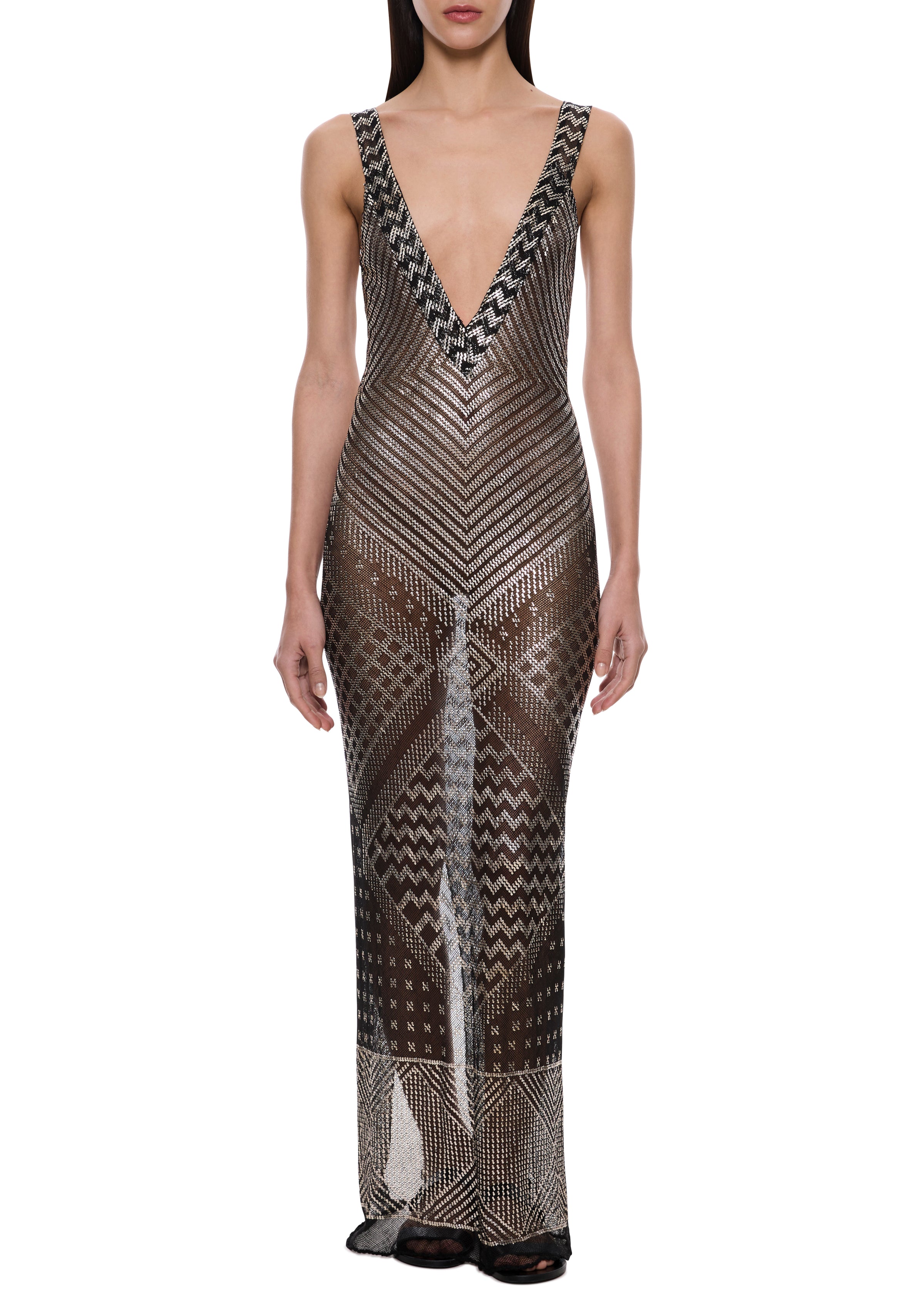 1920s Geometric Black Egyptian Gown