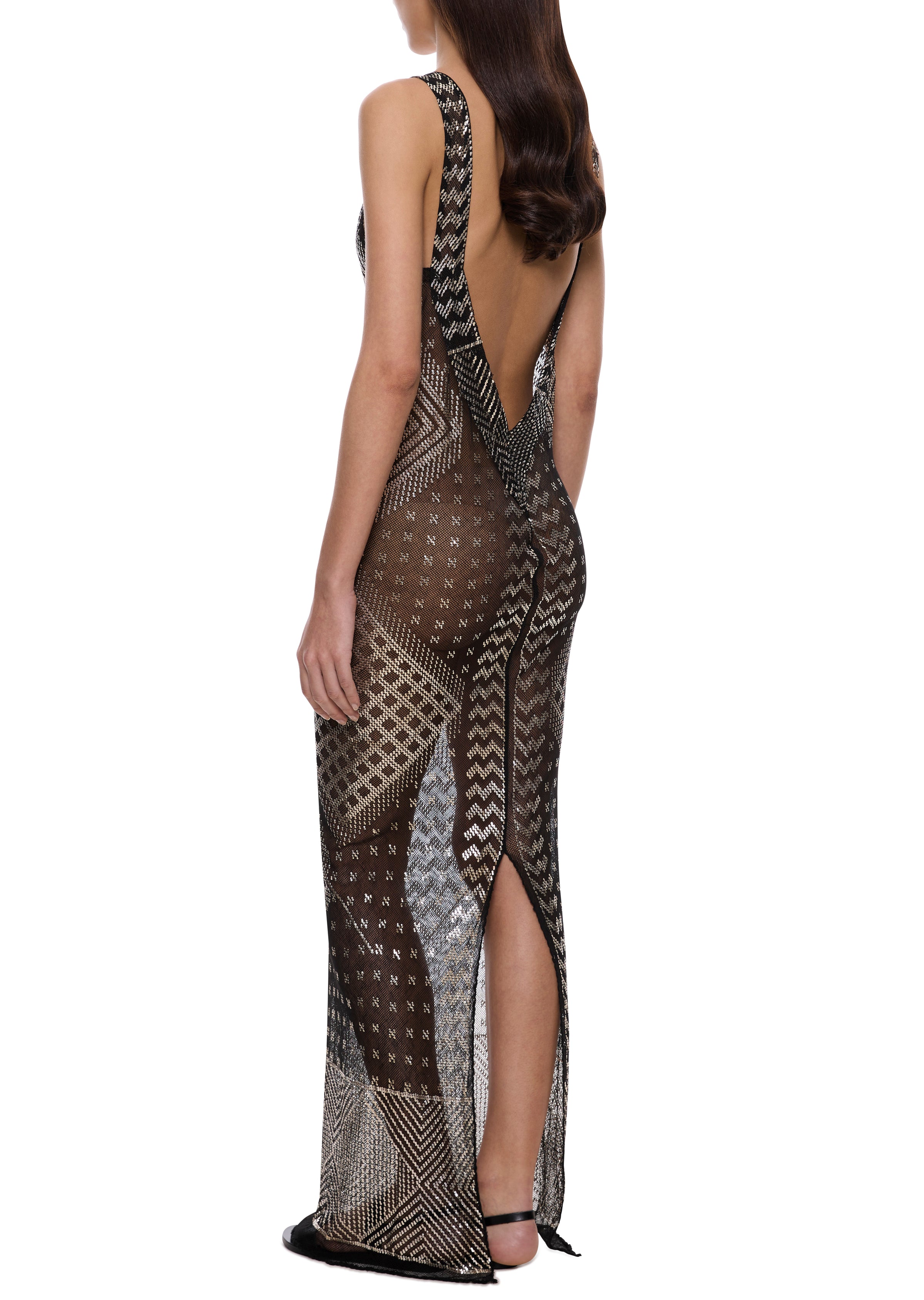 1920s Geometric Black Egyptian Gown
