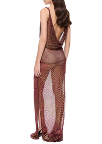 1920's Egyptian Red Gold Gown
