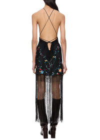 Viola Demi Couture Piano Shawl Halter Fringed Mini Dress