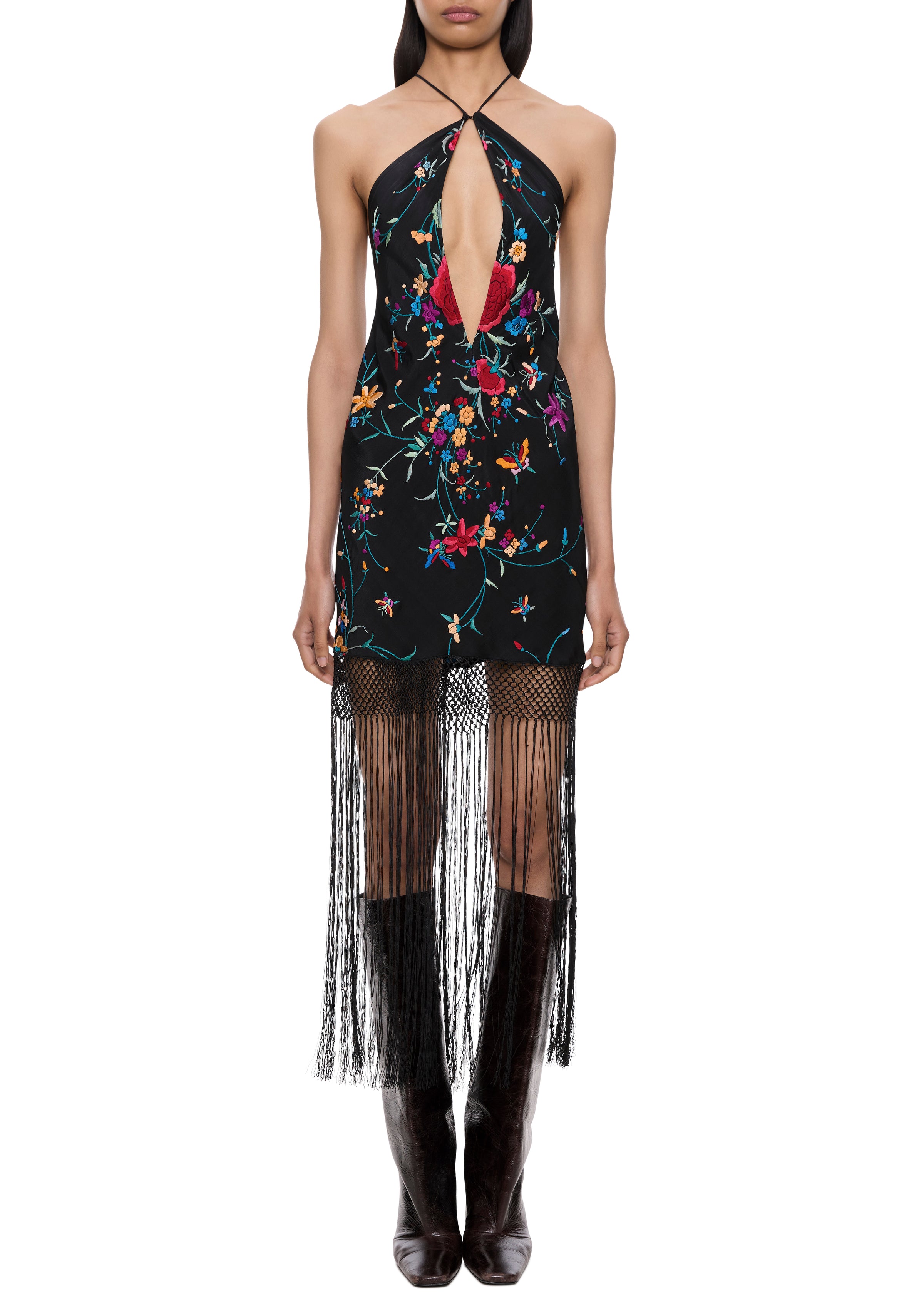 Zinnia Demi Couture Piano Shawl Halter Mini Dress