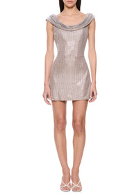 Crystal Draped Mini Dress - Silver
