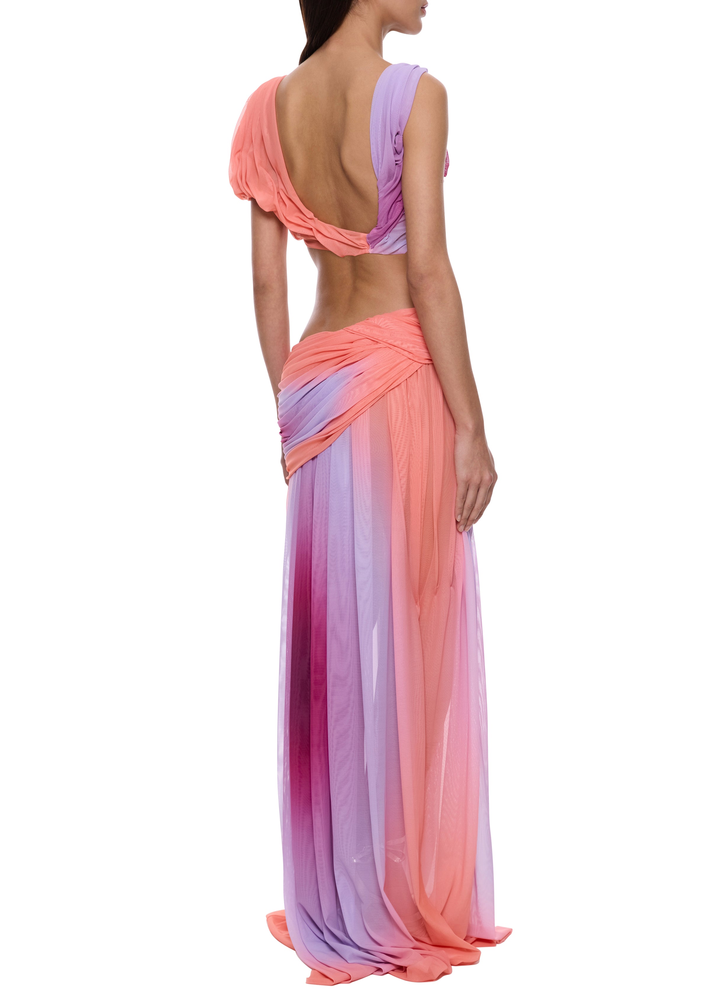 Long Wetlook Sunset Gradient Dress