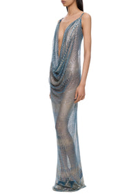 1920's Egyptian Blue Strappy Gown