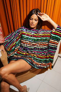 Rainbow Stripe Sequin Mini Dress