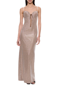 Bustier Crystal Dress with Front Lace Up