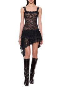 Lace Trimmed Dress - Black