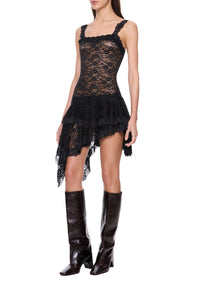 Lace Trimmed Dress - Black