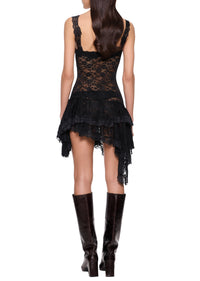 Lace Trimmed Dress - Black