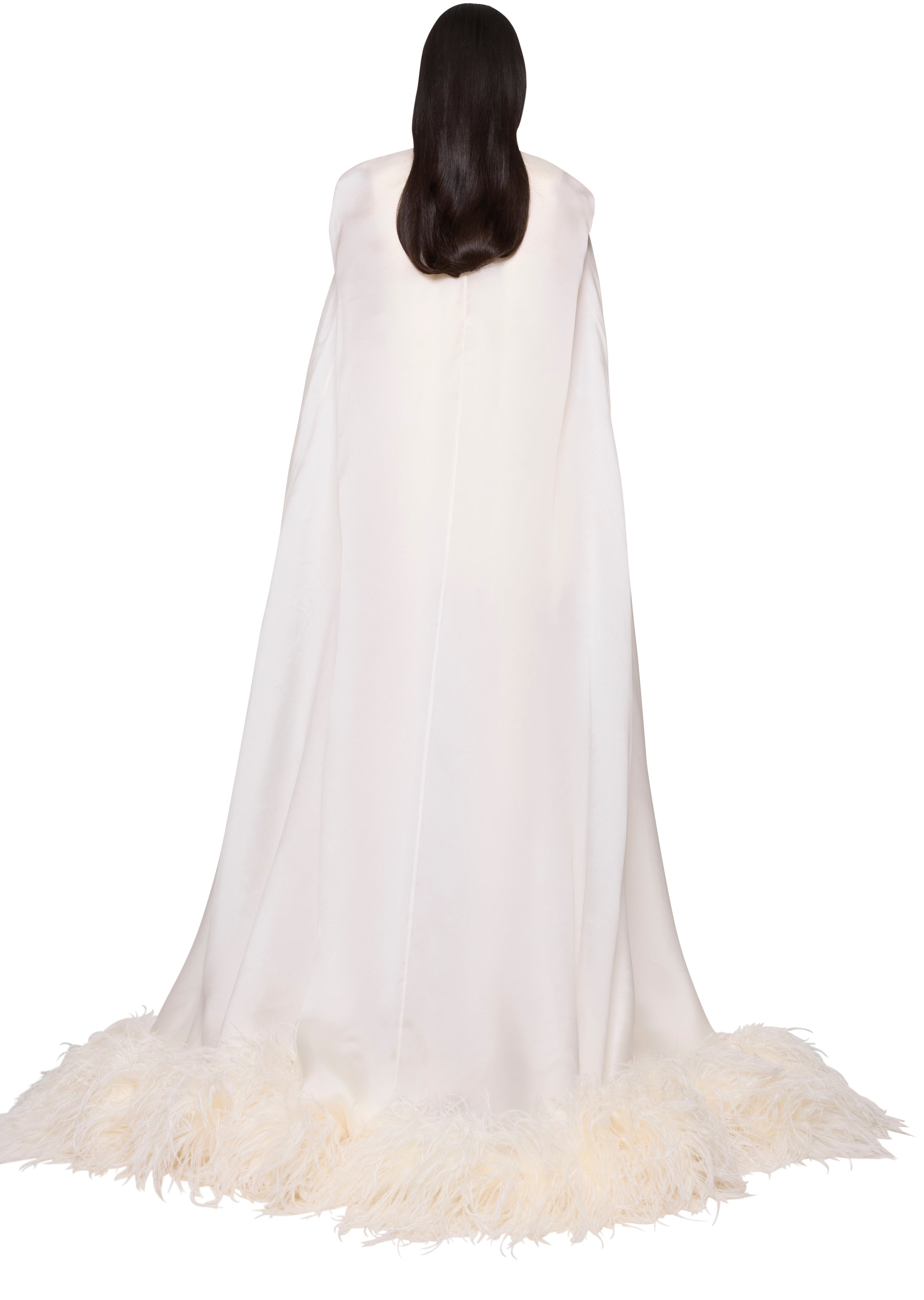 Feather Trimmed Cape with Silk Mini Underdress