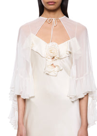 Precioso Cape in Ivory Silk Chiffon