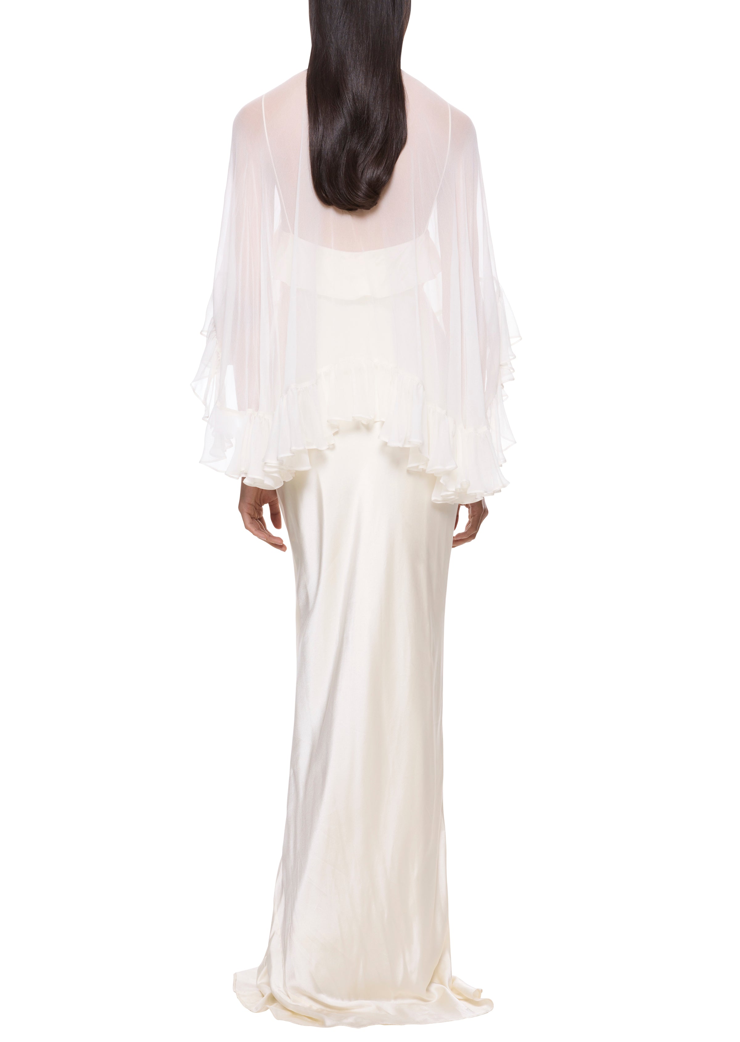 Precioso Cape in Ivory Silk Chiffon