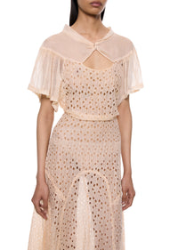 1930s Peach Chiffon Midi Dress