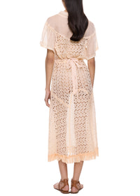 1930s Peach Chiffon Midi Dress