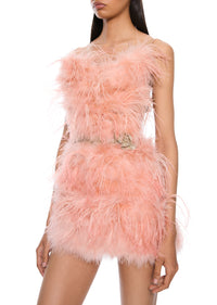 1920s Marabou and Ostrich Feather Mini Dress
