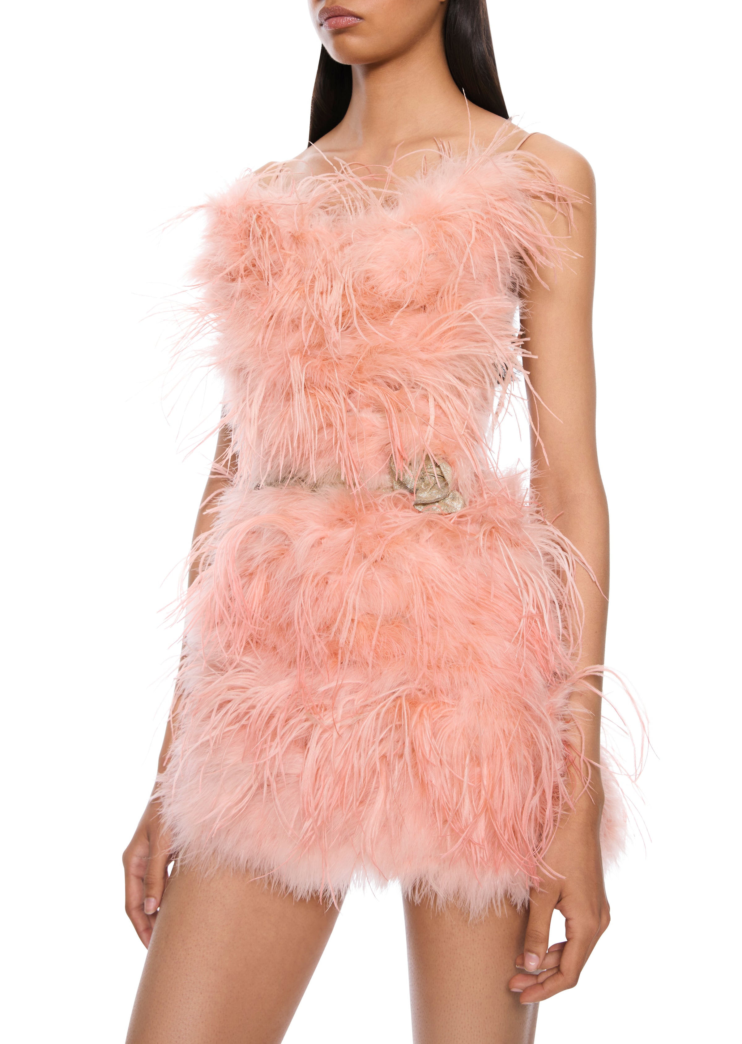 1920s Marabou and Ostrich Feather Mini Dress