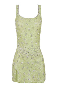 Wren Embellished Mini Dress - Matcha