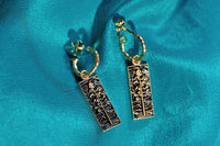 Cactus Flower Enamel Charm on Textured Hoop, Sold Singular
