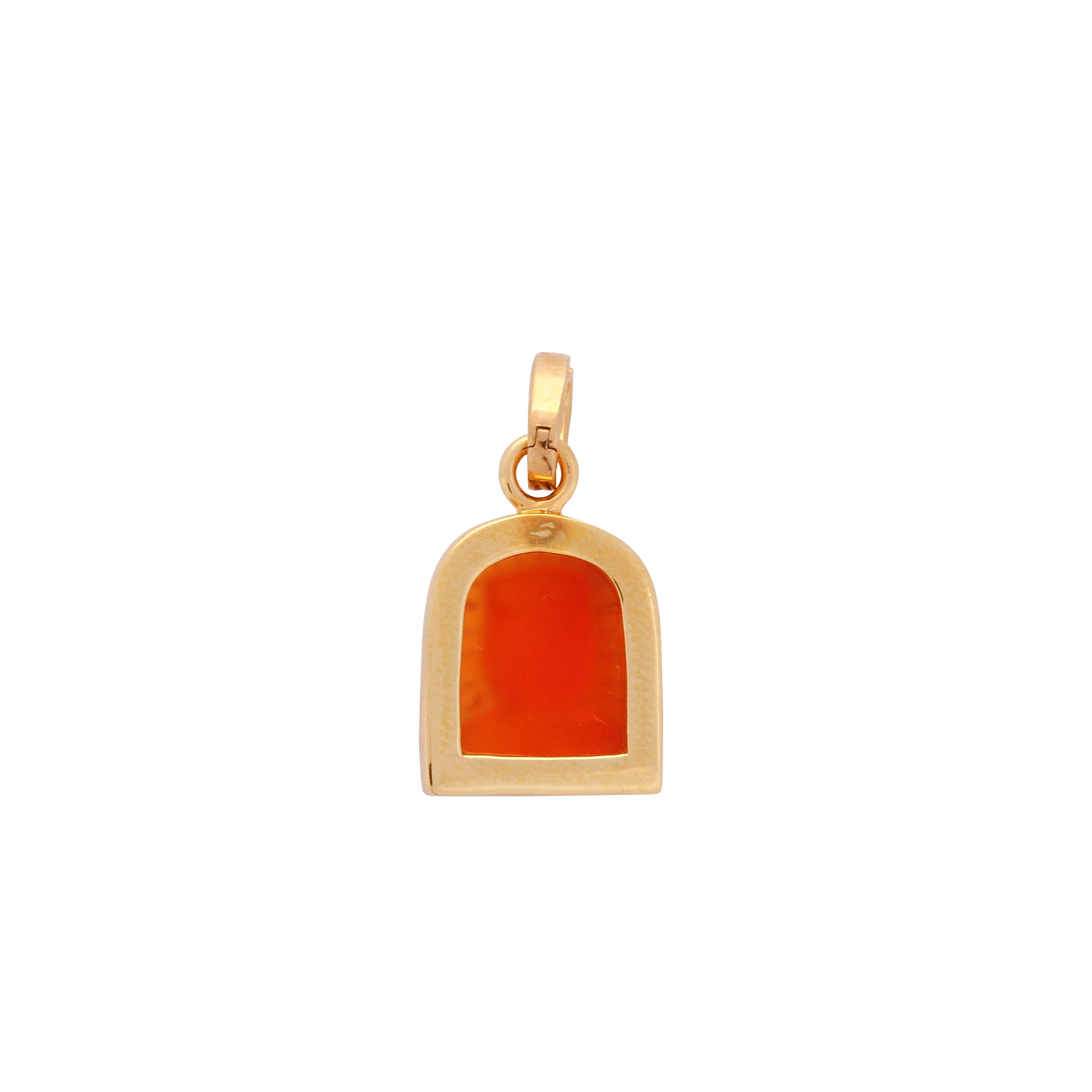 Tanit Carved Carnelian Stone Charm, Gold Vermeil