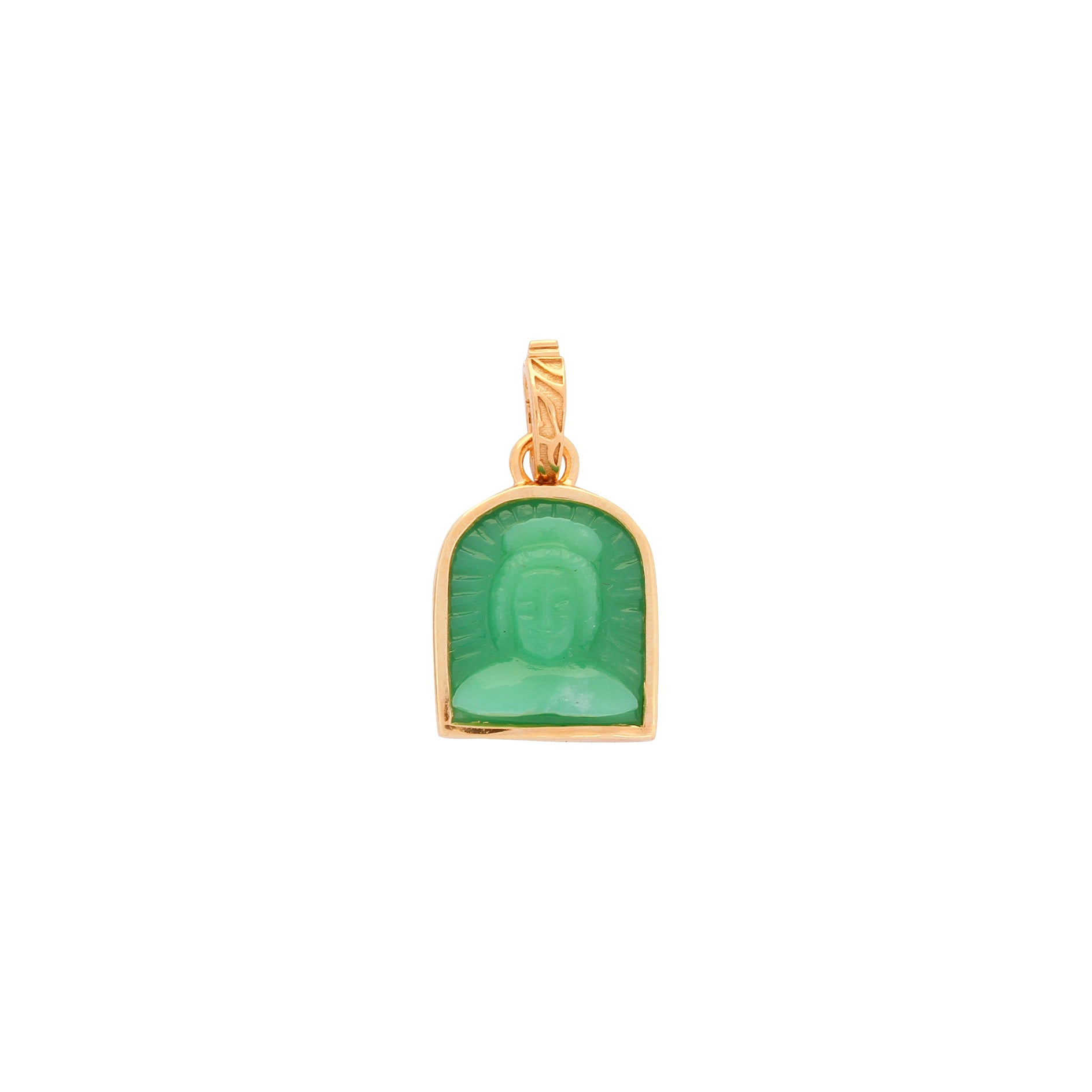 Tanit Carved Chrysoprase Charm, Gold Vermeil