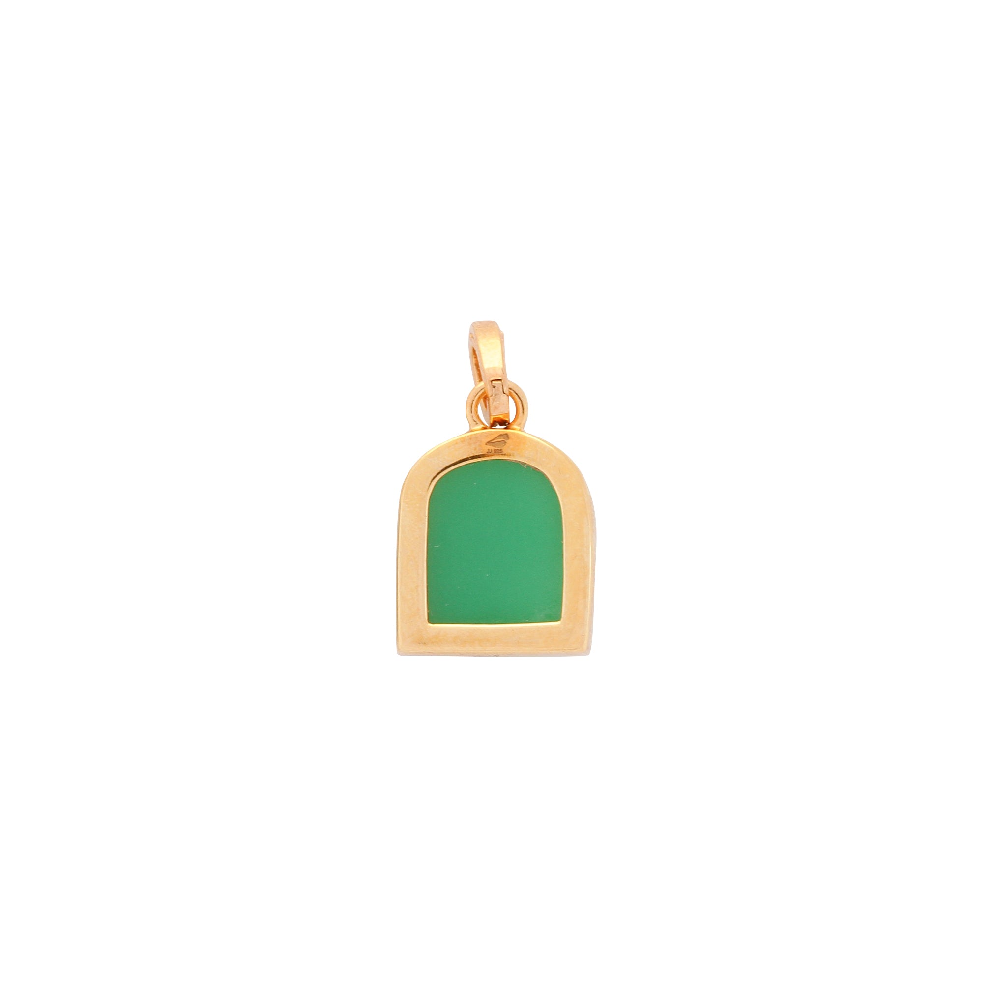 Tanit Carved Chrysoprase Charm, Gold Vermeil