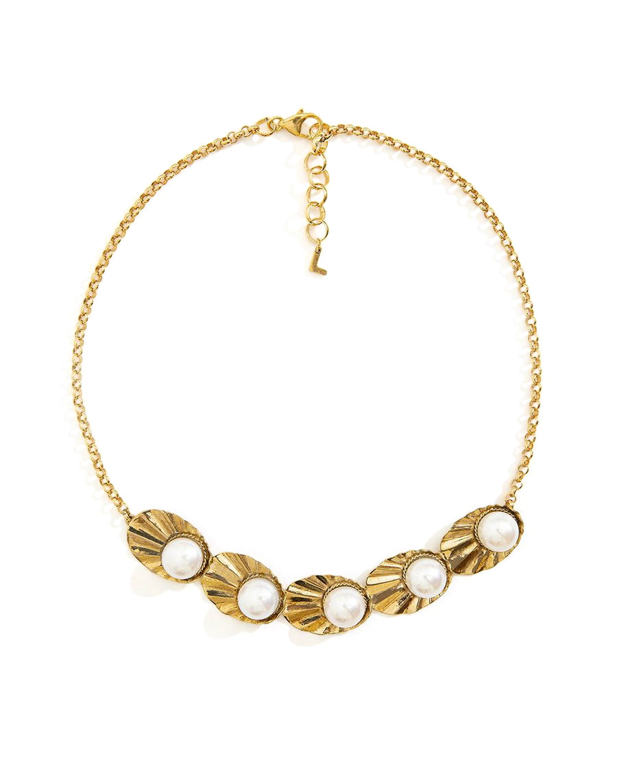 Crown Shell Necklace with Natural Pearls - Annie's Ibiza