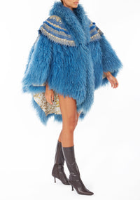 80's Zandra Rhodes Mongolian Fur Cape