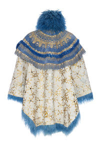 80's Zandra Rhodes Mongolian Fur Cape. Rent: £130/Day