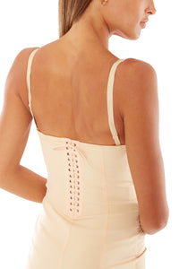 1990s Jean-Paul Gaultier Iconic "Cone Bust" Blush Peach Corset Dress