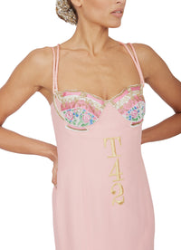 1991 Moschino Couture Pastel Pink 'Tea 4 2' Bodycon Dress. Rent: £150/Day - Annie's Ibiza