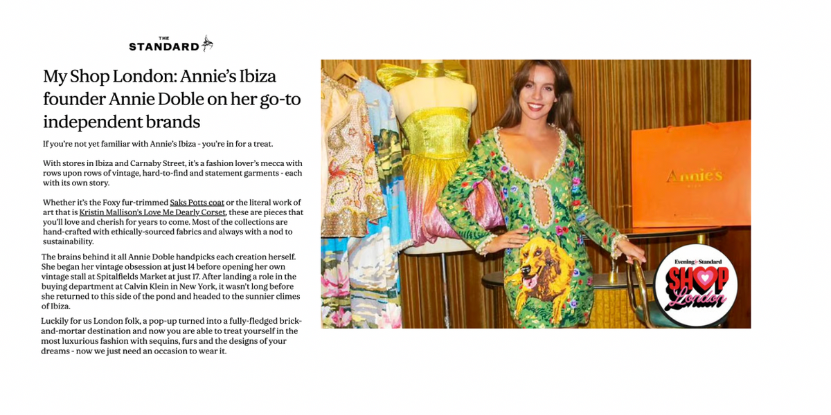 THE STANDARD: My Shop London: Annie's Ibiza Founder Annie Doble on her Go-To Independent Brands