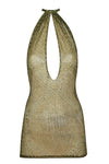 1920's Egyptian Dark Olive Halter Mini Dress
