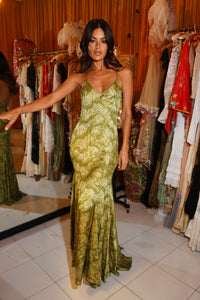 1920s Lime Green Lamé Gown