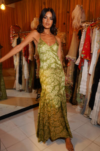 1920s Lime Green Lamé Gown