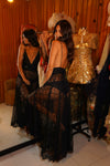 1940s Black Lace and Velvet Dress