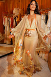1940s Floral Appliquéd Gown with Sheer Overlay