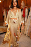 1940s Floral Appliquéd Gown with Sheer Overlay