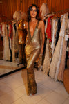 1920s Gold V Neck Egyptian Gown