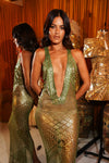 1920s Green Egyptian Gown