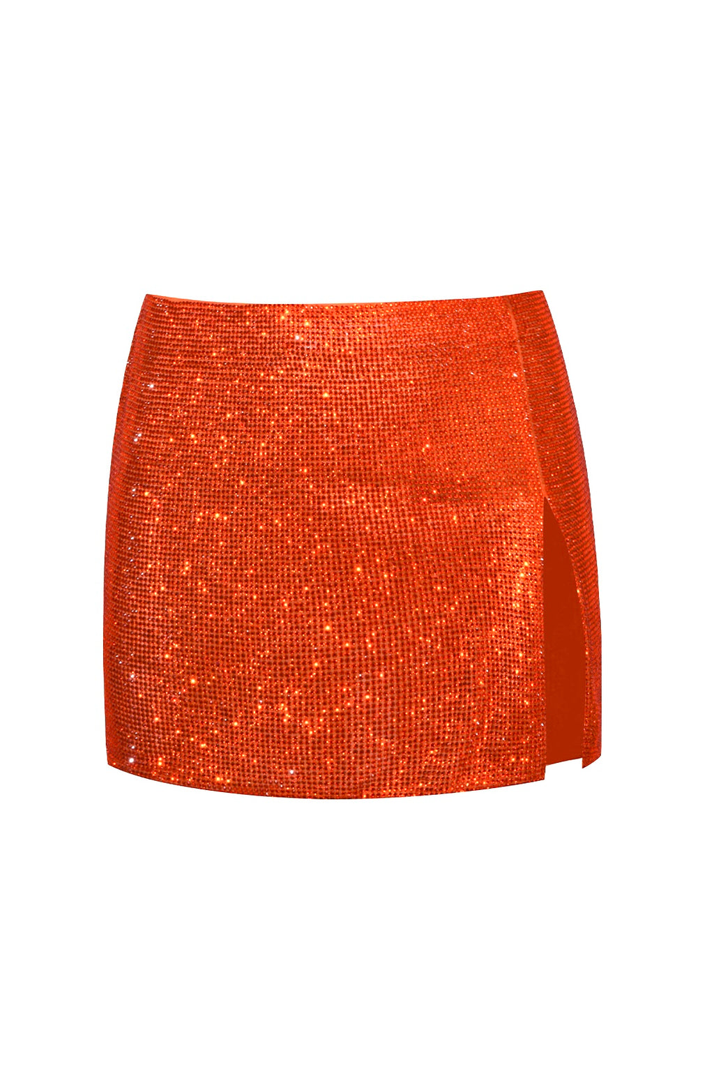 Crystal Embellished Mini Skirt- Orange