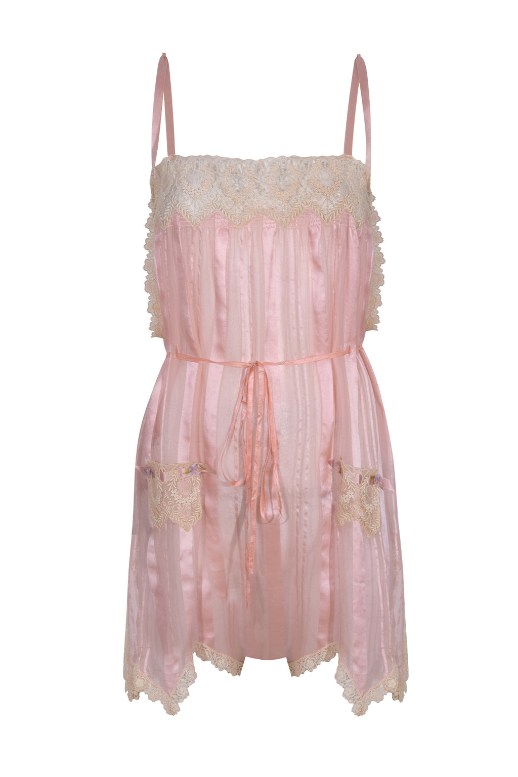 1920's Pink Silk Lace Teddy